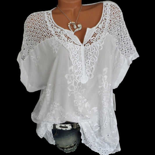 Short Sleeve Lace Blouse