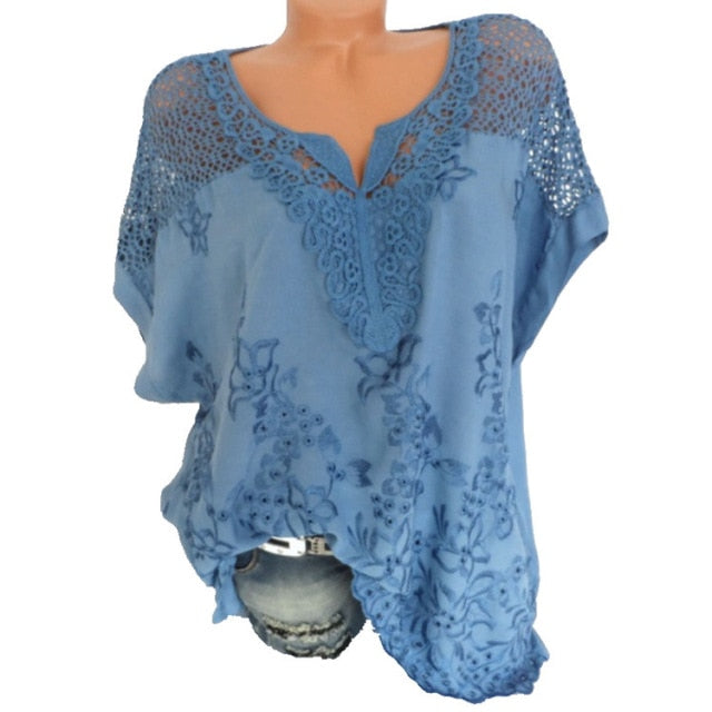 Short Sleeve Lace Blouse