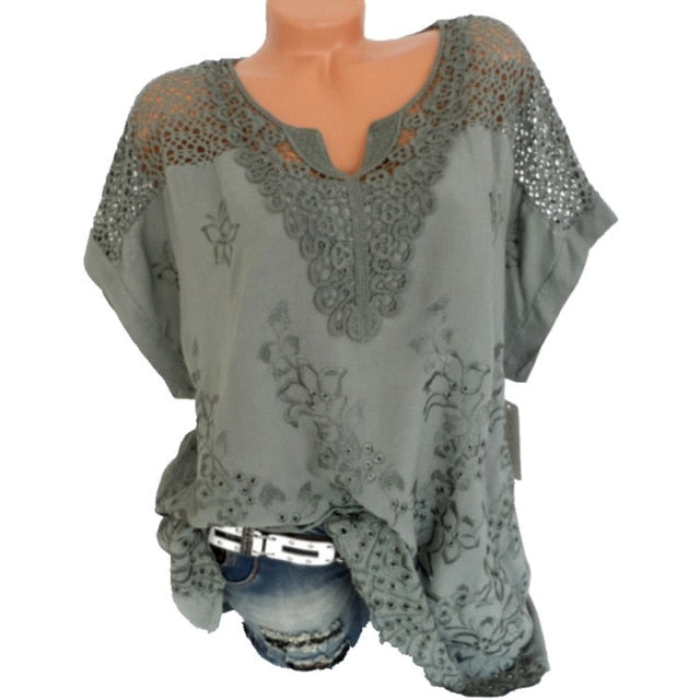 Short Sleeve Lace Blouse