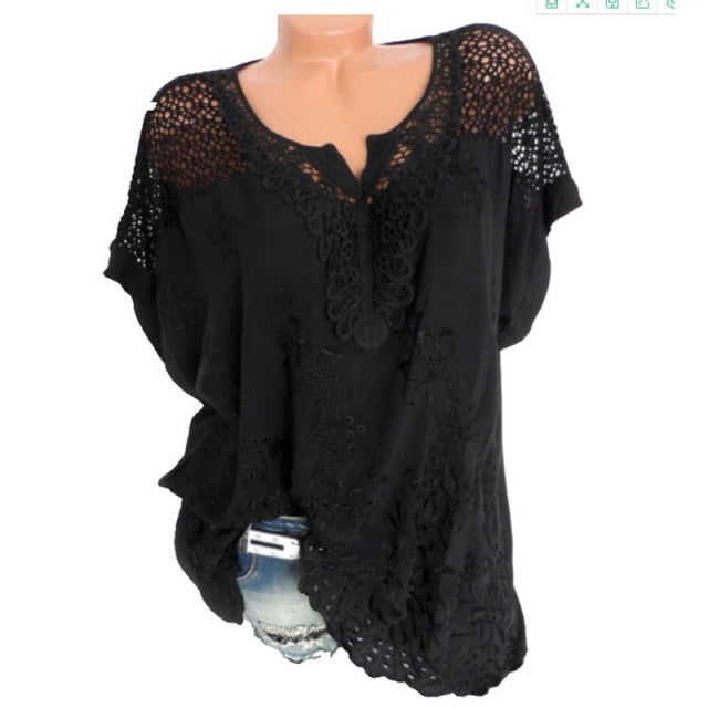 Short Sleeve Lace Blouse