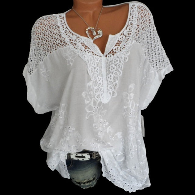 Short Sleeve Lace Blouse