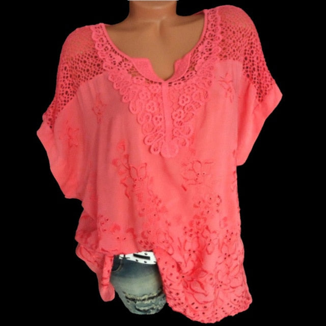 Short Sleeve Lace Blouse