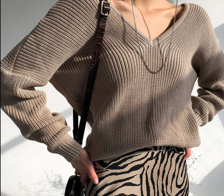 Fashionable Knitted Pullover Sweater