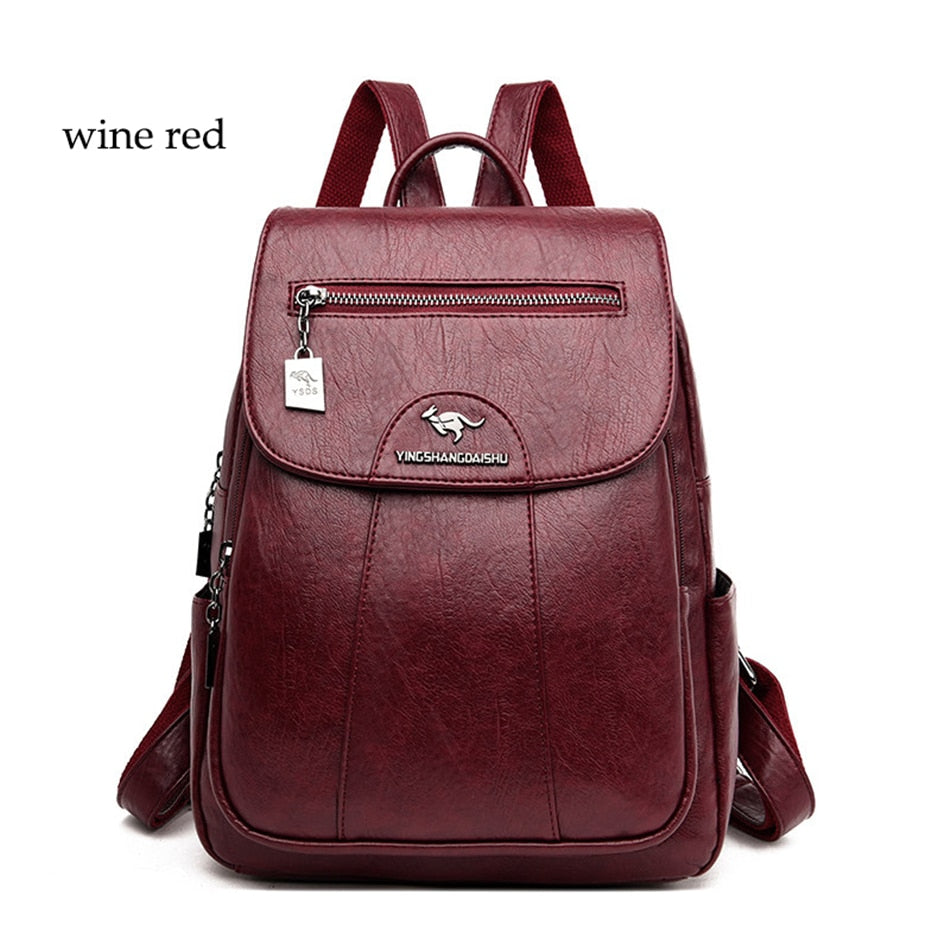 Vintage Soft Leather Casual Backpack