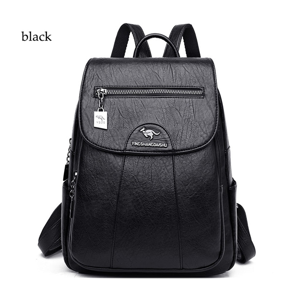 Vintage Soft Leather Casual Backpack