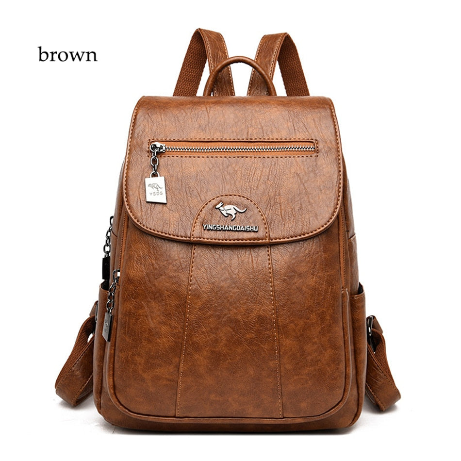 Vintage Soft Leather Casual Backpack