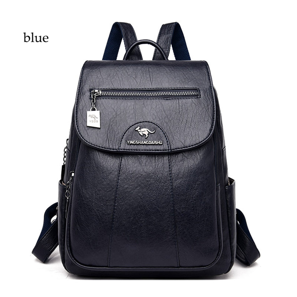 Vintage Soft Leather Casual Backpack