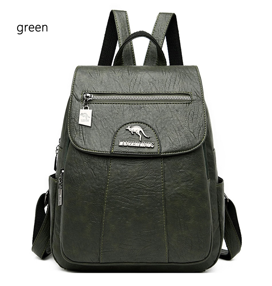 Vintage Soft Leather Casual Backpack