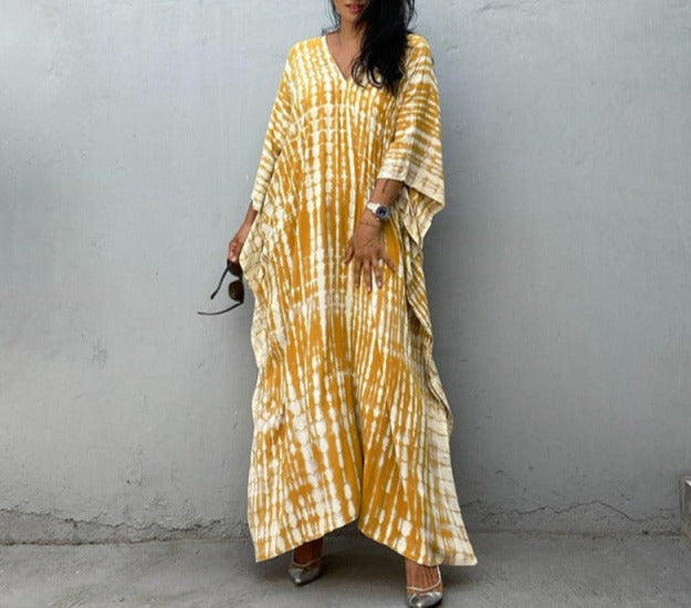 Boho Retro Striped Plus Size Women's Cover Up