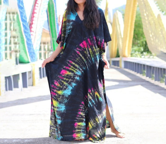 Boho Retro Striped Plus Size Women's Cover Up