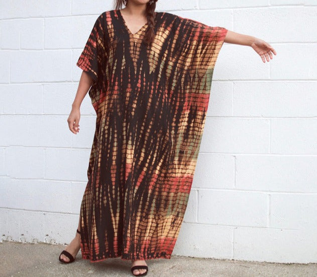 Boho Retro Striped Plus Size Women's Cover Up