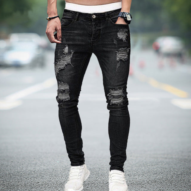 Men's Stretchy Distressed Jeans