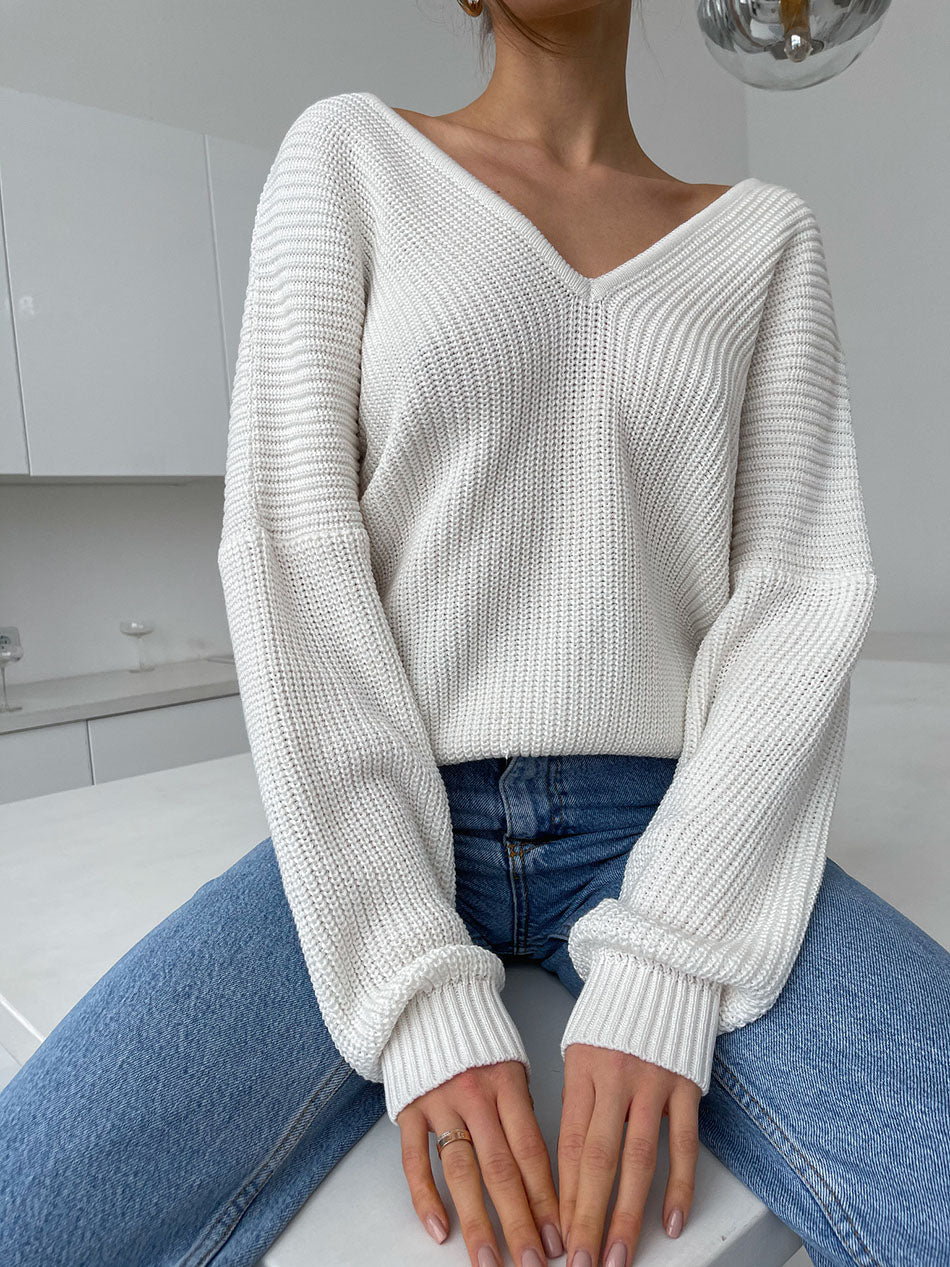 Fashionable Knitted Pullover Sweater