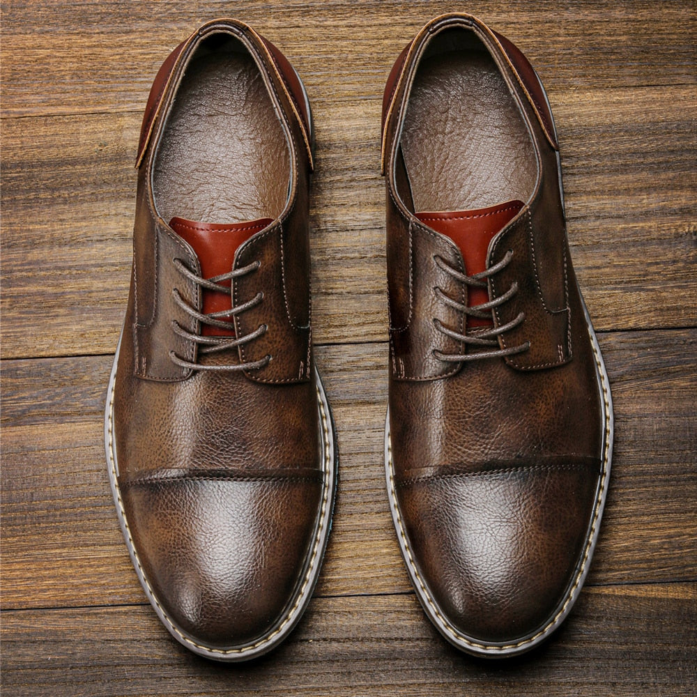 Retro Leather Derby Shoes