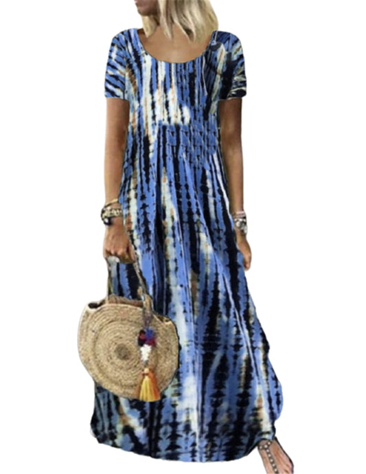 Women Chic Classic Tie-Dye Maxi Dress