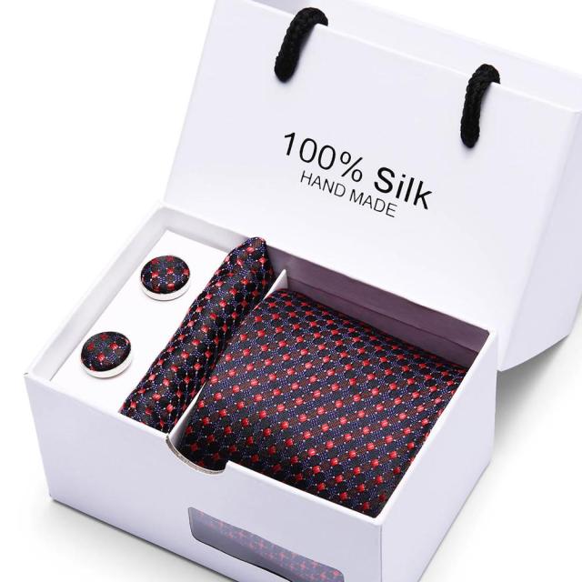 Silk Necktie Handkerchief and Cufflink Set For Men