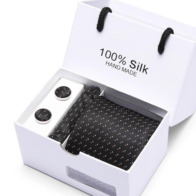 Silk Necktie Handkerchief and Cufflink Set For Men