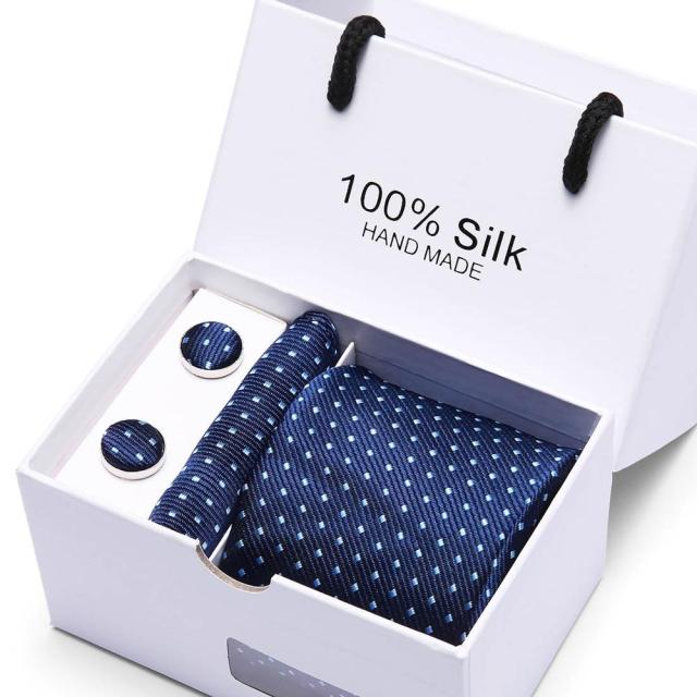 Silk Necktie Handkerchief and Cufflink Set For Men