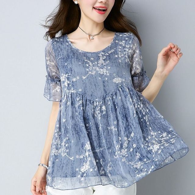 Plus Size Kimono Chiffon Blouse