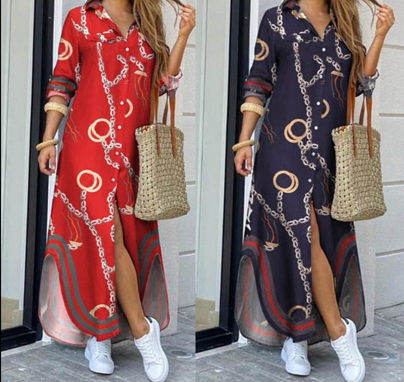 Women's Casual Long Sleeve Shirt Dress