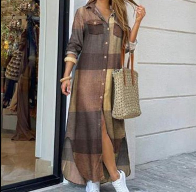 Women's Casual Long Sleeve Shirt Dress