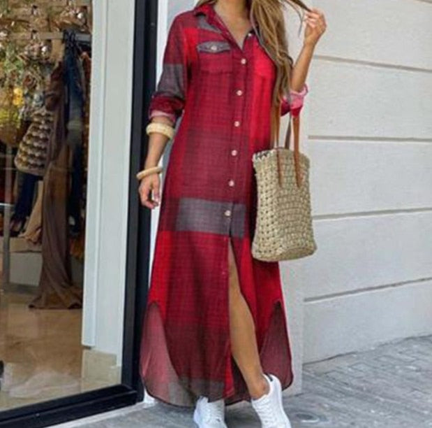 Women's Casual Long Sleeve Shirt Dress