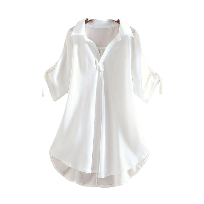 Plus Size Short Sleeve Chiffon Shirt