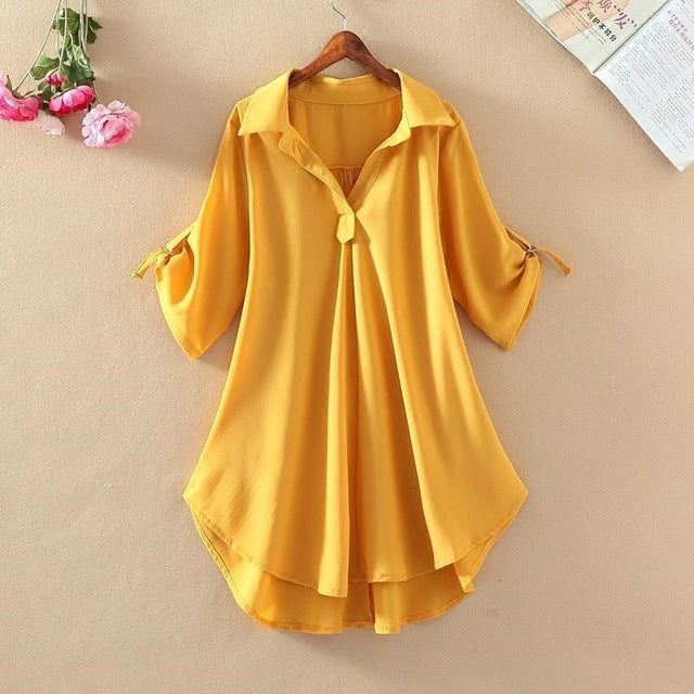 Plus Size Short Sleeve Chiffon Shirt