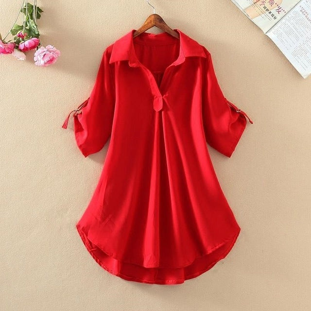 Plus Size Short Sleeve Chiffon Shirt