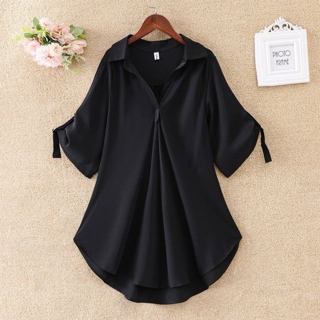 Plus Size Short Sleeve Chiffon Shirt