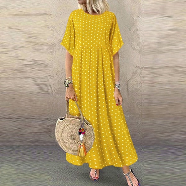 Vintage Summer Half Sleeve Maxi Dress