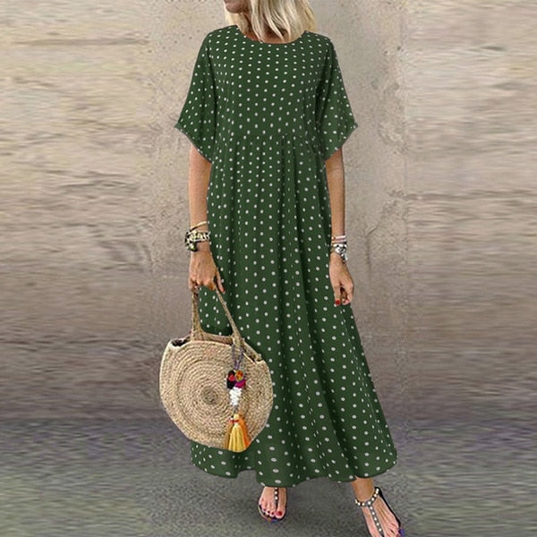 Vintage Summer Half Sleeve Maxi Dress