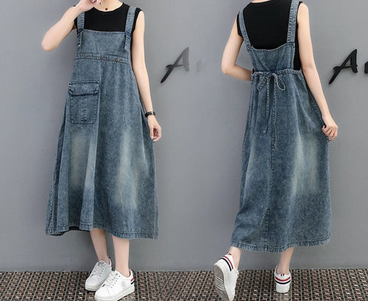 Adjustable Strap Denim Dress