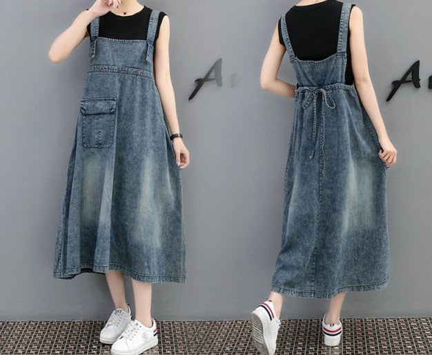 Adjustable Strap Denim Dress