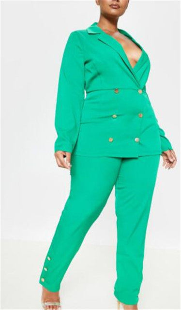 Plus Size Notch Lapel 2Piece Pantsuits