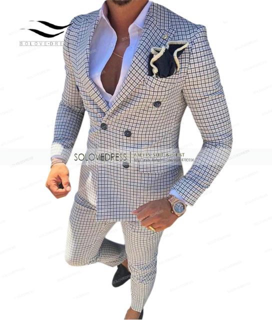 Men's 2 Piece Plaid Suits