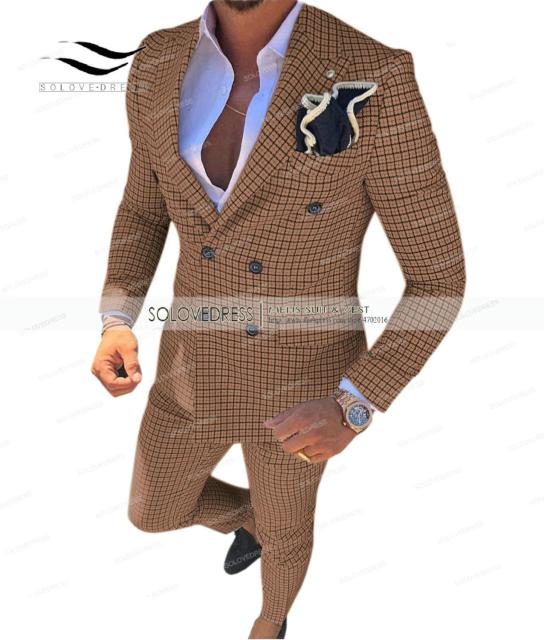 Men's 2 Piece Plaid Suits