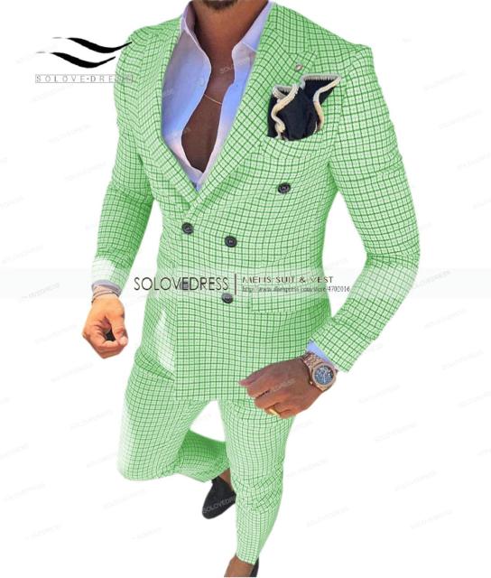 Men's 2 Piece Plaid Suits