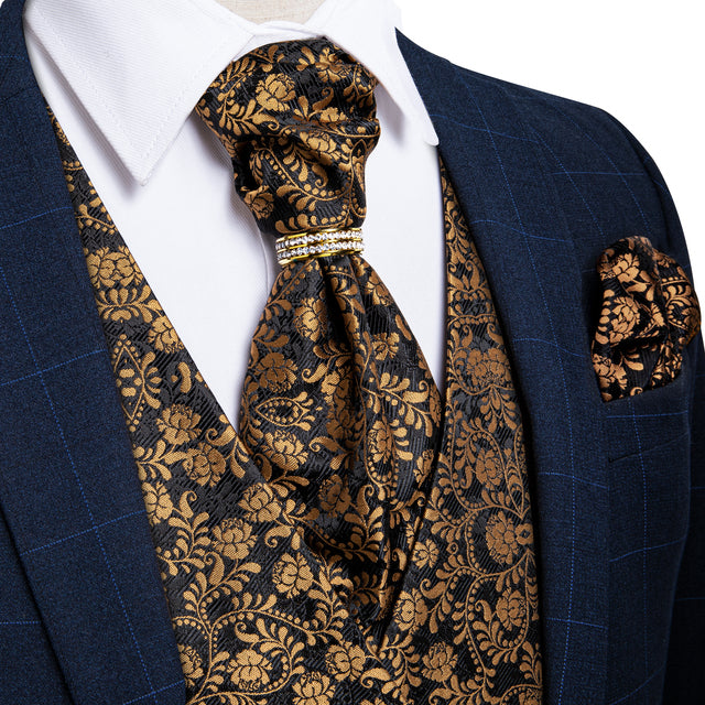 Men's Silk Vest Ascot and Necktie Ring Set